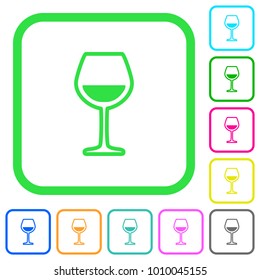 Glass of wine vivid colored flat icons in curved borders on white background
