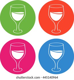 Glass, wineglass. Colorful icons. Cocktails, champagne, wine, martini, lemonade, juice