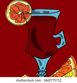 a glass of winter drink glentana and ingredients to it