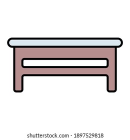 glass wooden table using soft color and filled line style
