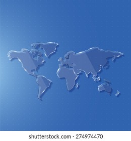 Glass world map edge line for science and technology concept against background, Vector illustration