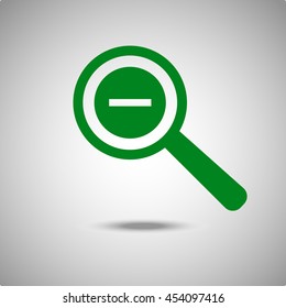 Glass zoom icon. Flat style.Grey background. Vector illustration.