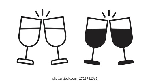 Glass-cheers icon flat simple icon. Liner version - stock vector.