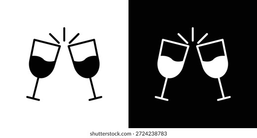 Concepto de Vector plano de iconos de alegría de vidrio. Ilustraciones en blanco y negro