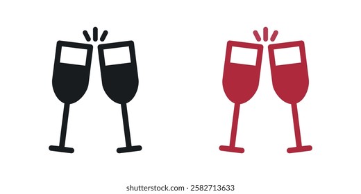 Glass-cheers icons set vectors black and colored style