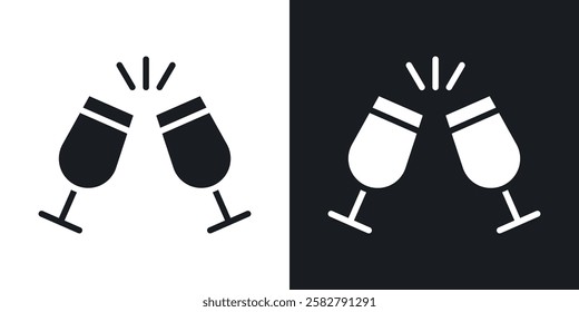 Glass-cheers icons set vectors black and colored style