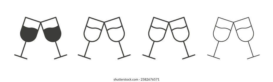 Glass-cheers icons set vectors graphic designs