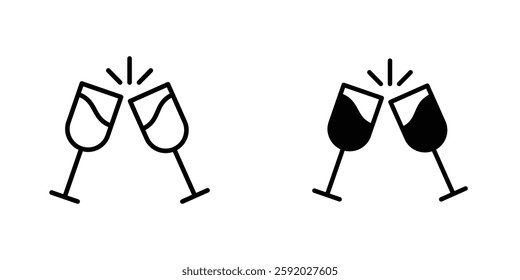 Glass-cheers icons. stroke line and black solid icons