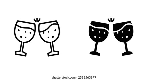 Glass-cheers vectors icons set in filled and strokes on white background