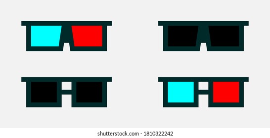 Glasses for 3d cinema. 3d eye glasses. Accessory for cinema. Glasses. Vector illustration
