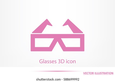 Glasses 3D icon vector.
