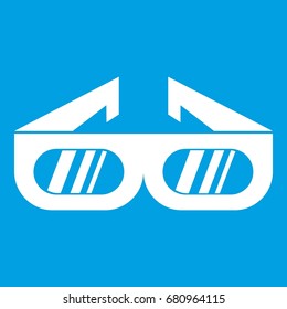 Glasses for 3D movie icon white isolated on blue background vector illustration