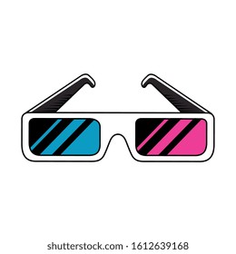 glasses accessory nineties retro style vector illustration design