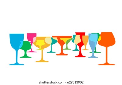 Glasses to alcohol.Alcohol vector background.Wine background vector.Template for drink card.