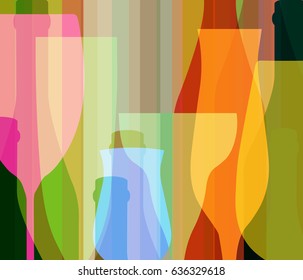 Glasses to alcohol.Alcohol vector background.Wine background vector.Template for drink card.