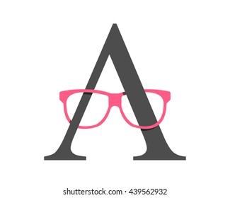glasses alphabet optic image vector icon logo 