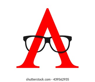glasses alphabet optic image vector icon logo 