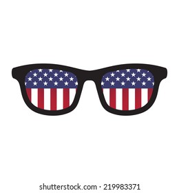 Glasses with american flag colors on white background. 