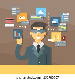 glasses augmented reality. flat illustration, elements for infographics