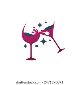 glasses bar logo vector symbol
