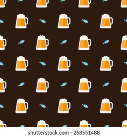 glasses of beer and fish pattern