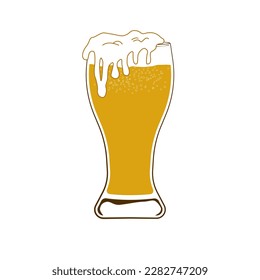 glasses of beer, hand-drawing oktoberfest beer, beer with foam. 