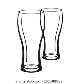 Glasses for beer - icons, vector silhouettes