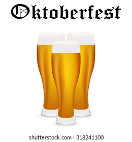 glasses of beer on a white background