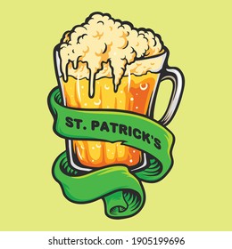 Glasses Beer with Ribbon St Patrick's Element illustrations for your work Logo, mascot merchandise t-shirt, stickers and Label designs, poster, greeting cards advertising business company or brands.