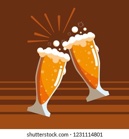 glasses of beers toast isolated icon