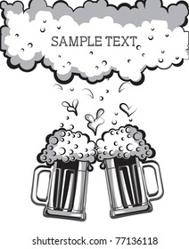 Glasses of beer.Vectorblack graphic symbol of Illustration for design