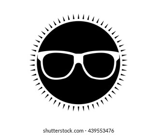 glasses black circle optic image vector icon logo 