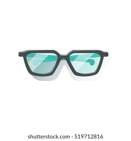 Glasses In Black Frame Office Worker Desk Element 