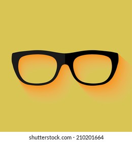 Glasses with a black frame - vector illustration