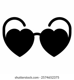 Glasses black heart icon vector on white background.