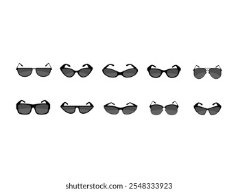 Glasses Black Illustration Element Set
