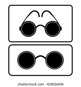 Glasses with black round lenses. Blind man pedestrian crossing sign,vector illustration