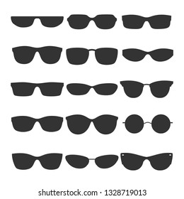 Glasses black silhouette icons vector collection on white background
