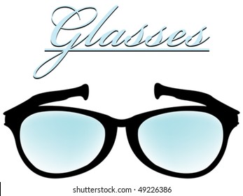 glasses black silhouette isolated on white background, abstract vector art illustration