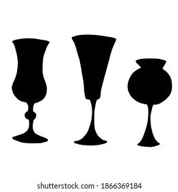 Glasses. Black silhouette. Vector illustration.