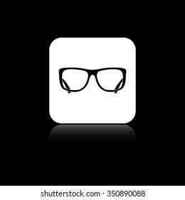 glasses - black vector icon on the white button