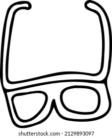 Glasses. Black and white vector illustration, hand-drawn. Isolated object on a white background. Clipart, template, sketch.