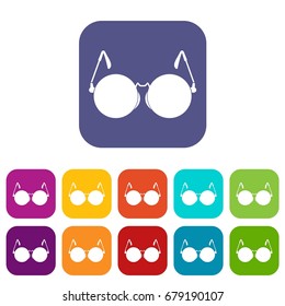 Glasses for blind icons set vector illustration in flat style In colors red, blue, green and other