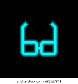 Glasses blue glowing neon ui ux icon. Glowing sign logo vector