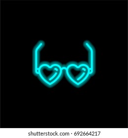Glasses blue glowing neon ui ux icon. Glowing sign logo vector