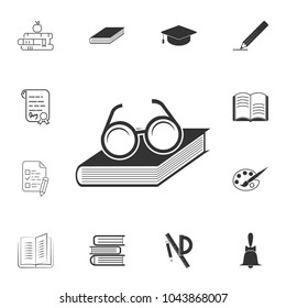 glasses with a book icon. Detailed set of education element icons. Premium quality graphic design. One of the collection icons for websites, web design, mobile app on white background