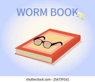 glasses and book,greetings card,vector illustration