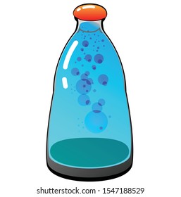 a glasses bottle soda water shining 