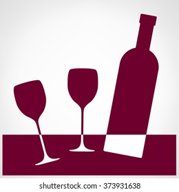 Glasses and bottle vector. Wine list design.