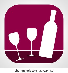 Glasses and bottle vector. Wine list design.